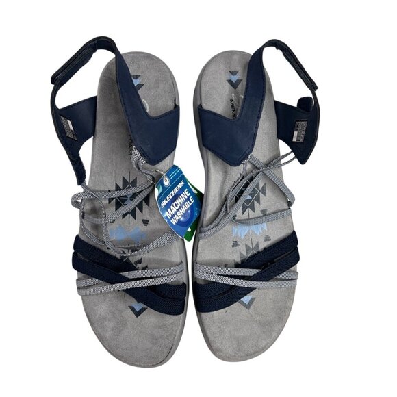 Skechers Reggae Slim Takes Two Strappy Sandals Navy Comfort Memory Foam US 10 - Picture 7 of 13